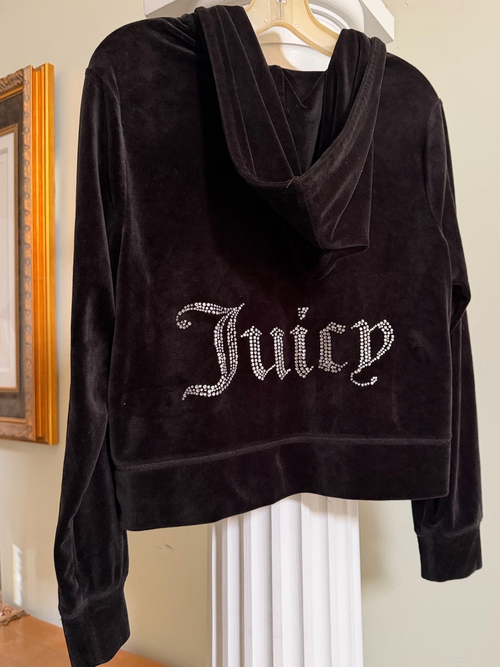 Juicy Couture Velour Juicy Rhinestone Embellished Hoodie Size 0X (12/14 XL) flaw